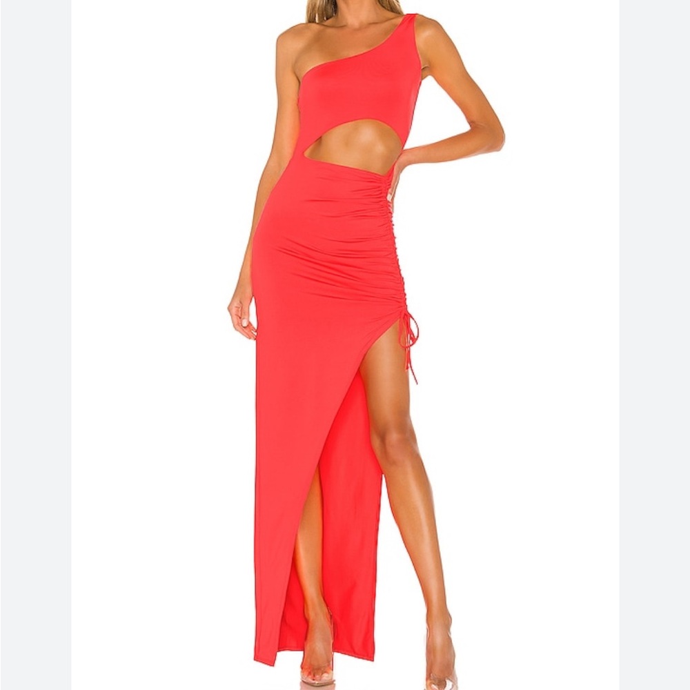 superdown Coral One-Shoulder Cutout Midi Dress